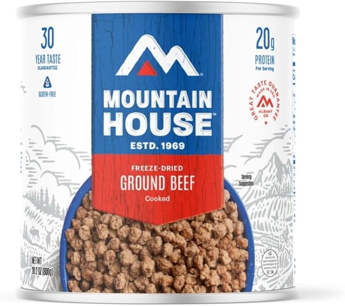 Mountain House Ground Beef #10 Can| Freeze-Dried Backpacking & Camping Food| Survival & Emergency Food | Gluten-Free | 6-Pack