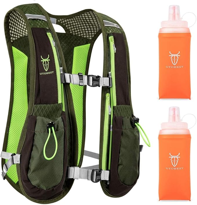 Running Vest, 5L Hydration Vest Lightweight, Breathable and Sweatproof Running Backpack, Adjustable Running Hydration Vest for Trail Running Marathon Race Jogging Cycling