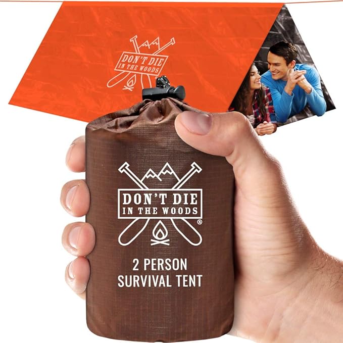 World's Toughest Ultralight Survival Tent ??2 Person Mylar Emergency Shelter Tube Tent + Paracord ??Year-Round All Weather Protection for Hiking, Camping, & Outdoor Survival Kits