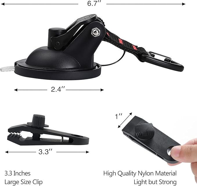 CONBOLA Suction Cups Hooks 8 pcs Car Camping Essentials Heavy Duty Tie Down Suction Cup Camper Accessories with Securing Hook Strong Power for Car Awning Boat SUV Tent Trap Window Glass.(8 pcs)