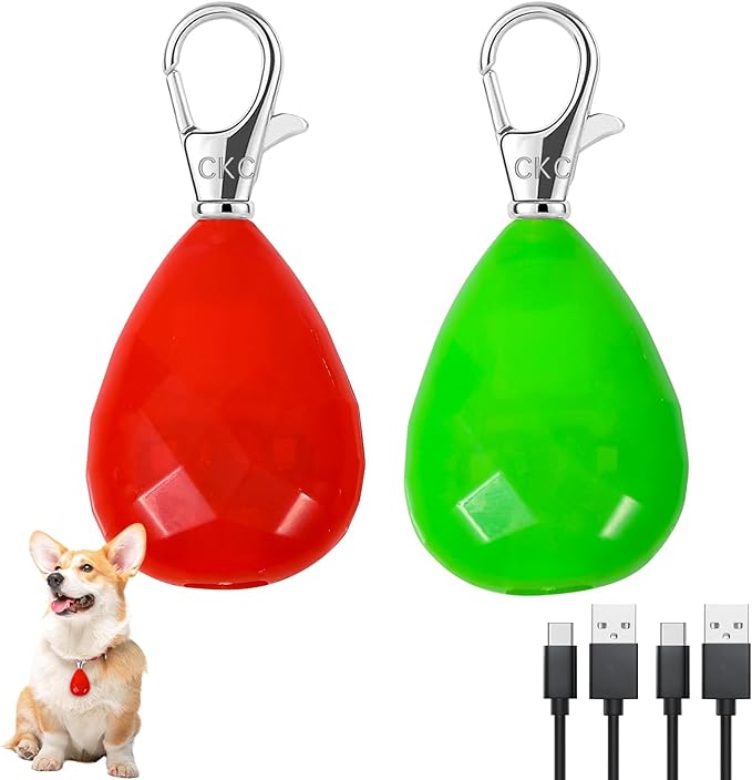 CHUKCHI 2Pack LED Rechargeable Dog Collar Lights, Light up Dog Collar, 3 Modes Dog Lights for Night Walking Waterproof Dog Light Safety for Running, Camping, Climbing, Bike