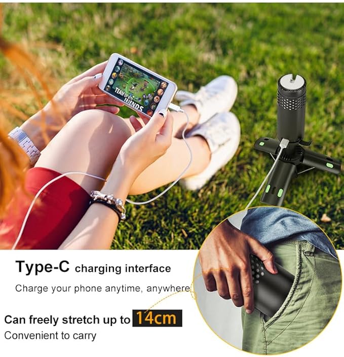 Camping Lights Rechargeable, Detachable Camping Lantern with Stand, Telescopic Waterproof Camp Lamp, Magnetic Work Hanging Light, LED Tent Flashlights for Emergency (Gray- Upgraded)