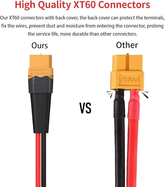 12AWG 6FT XT60 Solar Cable 2 6 10 25 35 50 75 100FT XT60 Extension Cable Solar Panel Connector to XT60 Connector for Portable Power Station (6FT)