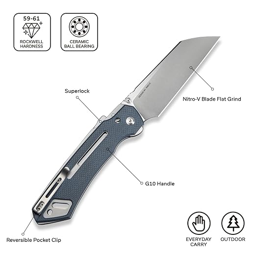 CIVIVI Buster FG Large Pocket Knife for EDC, Superlock Folding Knife for Men Women with 4.2" Nitro-V Blade G10 Handle, Designed by Snecx Tan C24052-2 (Neutral Blue)