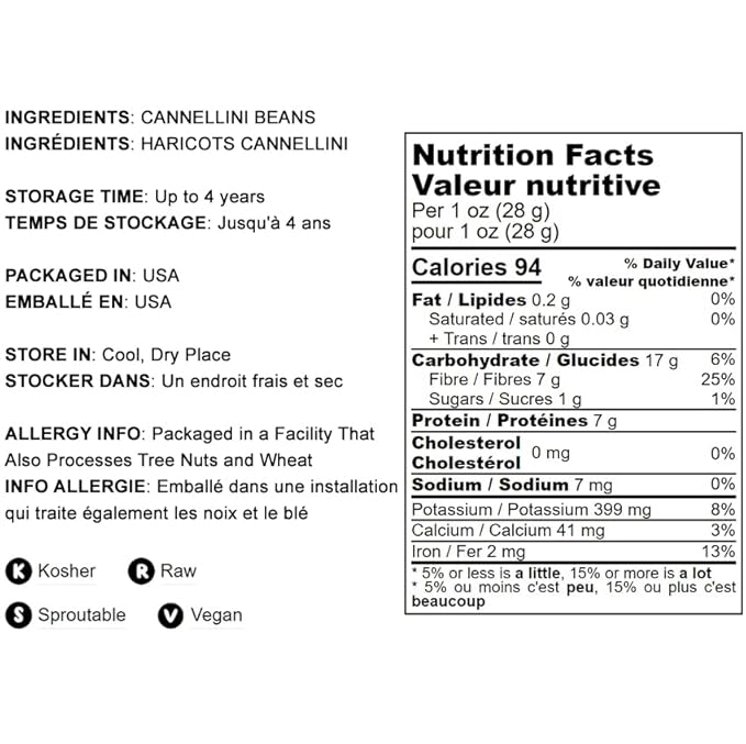 Food to Live - Cannellini Beans, 4 Pounds Dried White Kidney Beans, Sproutable, Vegan, Kosher, Sirtfood, Bulk. Rich in Fiber, Protein. Great for Minestrone Soup, Bean Salad, Stews, White Chili.