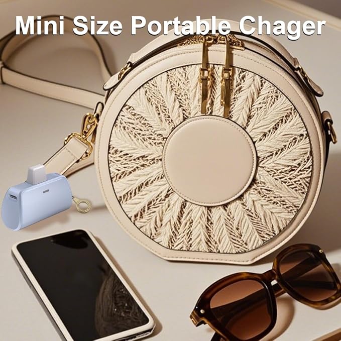 WAVYPO Keychain Portable Charger 2500mAh, USB-C Cell Phone Portable Power Bank, Compatible for iPhone 16/15/15 plus/15 pro/15 pro Max/Android/Samsung/Moto/LG (Blue)