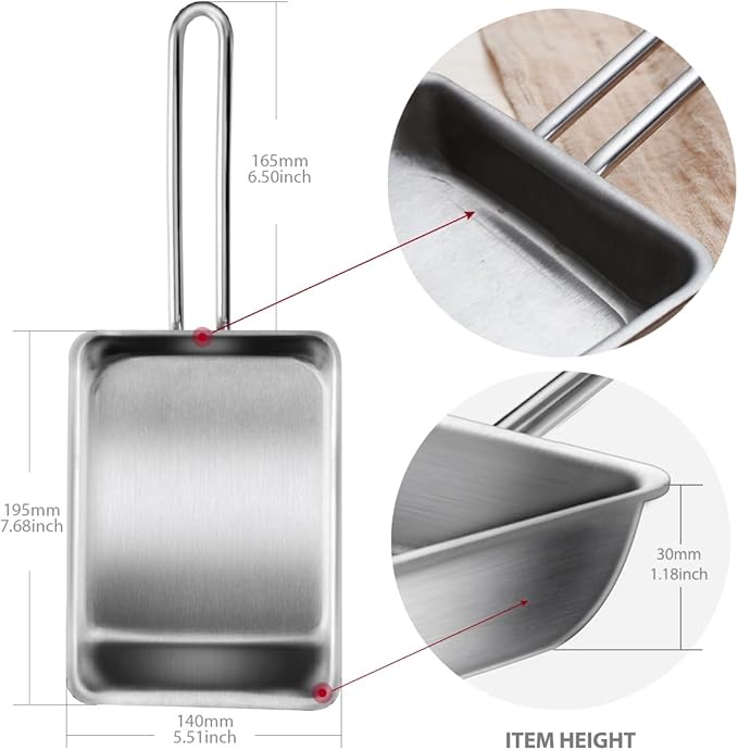 Stainless Steel Fry Pan, 3-Ply Reinforced Body, Rectangular Omelet Pan, Oven & Dishwasher Safe, Induction Compatible, Portable Camping Cookware, Mini or Small Size (14.2Lx5.5WX1.2H inch)