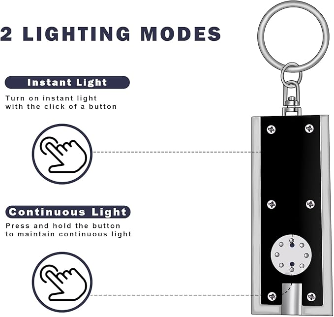 Mini LED Keychain Flashlight, Tiny Ultra Bright White Light Pocket Key Ring LED Flashlights for Camping, Hiking, Emergency - Batteries Included (8PCS-Multicolor)