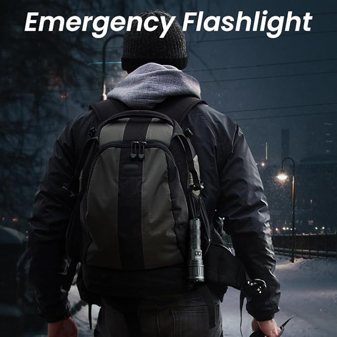 5000mAh Rechargeable High Lumens Flashlight with Warm/White Light - 11 Modes Zoomable Tactical, Waterproof for Camping, Emergency, Outdoor Travel