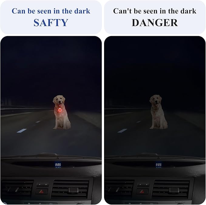 Dog Lights for Night Walking, 2 Pack 4 Modes Dog Collar Light, IP68 Waterproof Pet LED, 700 mAh High Capacity USB Rechargeable Pet Safety Accessories for Night Cycling, Climbing, Camping (White)
