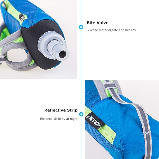 AONIJIE Quick Grip Handheld Soft Water Bottle for Running, Hand Strap Hydration Pack with 500ml Handheld Soft Flask Water Bottle (Blue)