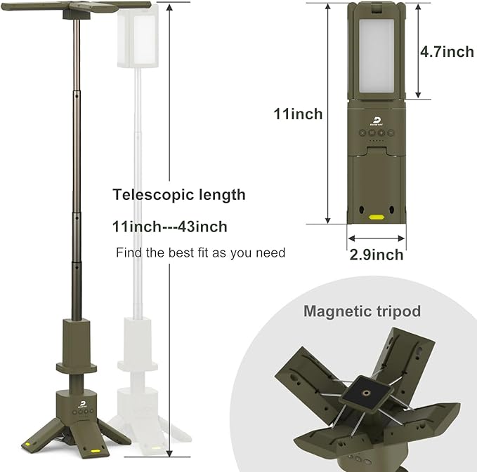 DUSKTEC Telescopic Camping Lights Rechargeable - 14000mAh Led Camping Lantern Up to 8000LM Outdoor Camping Light Portable Camping Light Dimmable Camping Lamp IPX7 Waterproof Camp Lights Multifunction