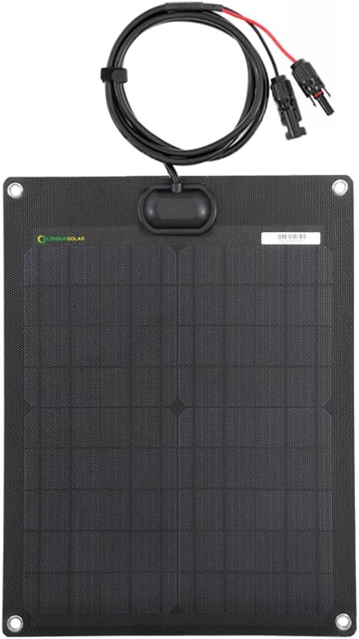 Lensunsolar 20W 12V ETFE Black Flexible Solar Panel, 18.5x12in, Ultrathin Ultra Lightweight, PERC Mono High Efficiency Solar Cells, for Campers, RVs, Boats,Camping, Tent