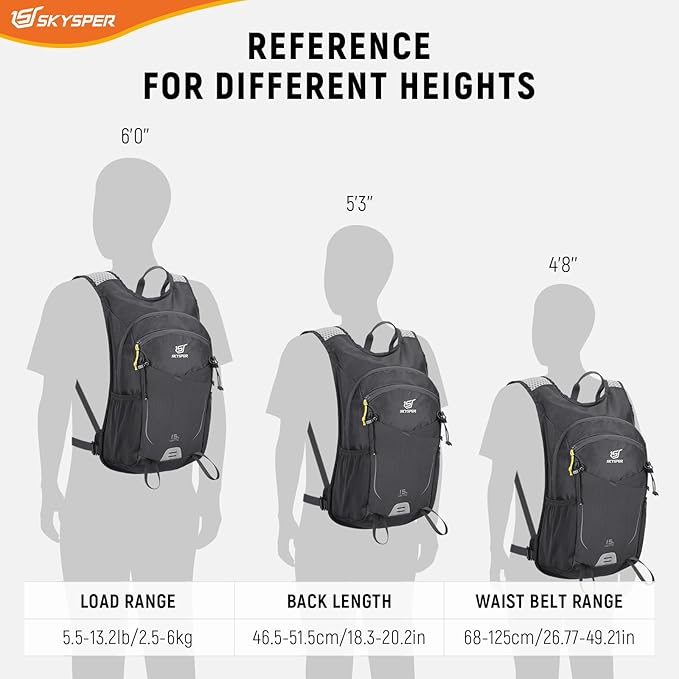 SKYSPER 15L Hiking Backpack Small Travel Daypack Breathable Lightweight Day Hike Bag with Shoulder Pocket Women Men