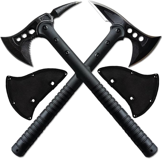 DOOM BLADE 2P Camping Hatchet Axe with Nylon Sheath,Tomahawk Viking Forged High Carbon Steel,Portable Camping Axe for Outdoor Splitting Wood,Hunting Survival