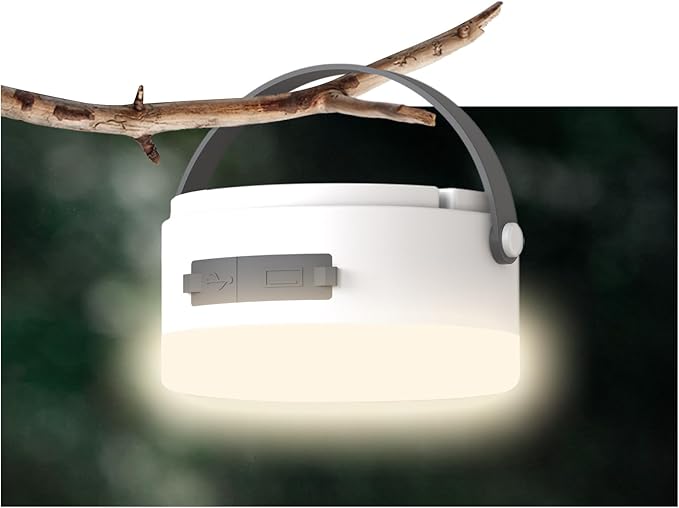 Hanging Camping Tent Light with Stepless Dimming & Magnetic Base, USB-C Rechargeable LED Lantern for Outdoor Glamping, Emergencies, Indoor Outages (Portable,Waterproof)