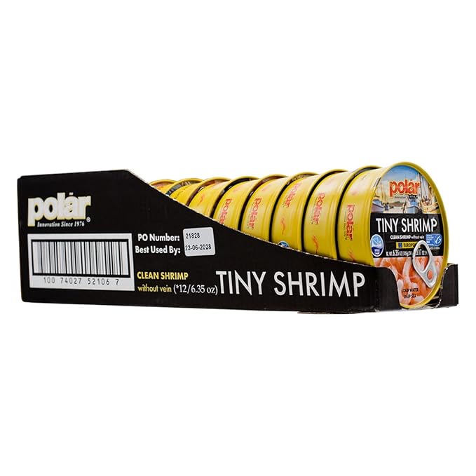 MW Polar Tiny Shrimp Without Vein 6.35 oz (Pack of 12), Wild Caught, Ready to Eat, Denmark Cold Water, Clean & Peeled