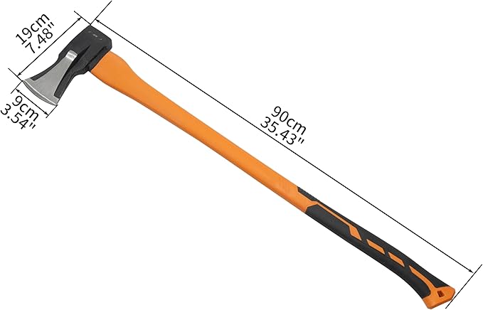 HFS(R) 35" Axe Hatchet with Fiberglass Handle 70.55oz/2000g Head Weight Heat-Treated Blade, Anti-Slip Grip, Perfect for Camping, Hiking, Woodworking