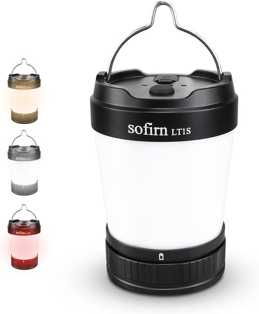 Sofirn LT1S LED Camping Lantern, Rechargeable Lantern with Dimmable 2700K - 6500K Light, red Light, 500 Hours Battery Life for Power Outages, Hiking, Camping, Emergency