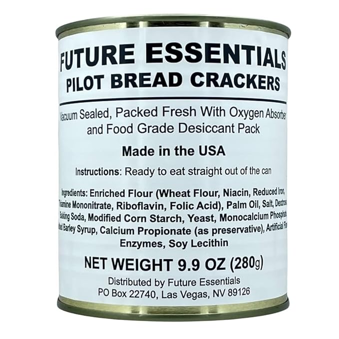 Future Essential Sailor Pilot Bread Crackers | Ship's Biscuit | Emergency Survival Food | Long Term Food Storage (30 years shelf life) Ready to Eat #2.5 (12 Cans) 12 Serving per Can