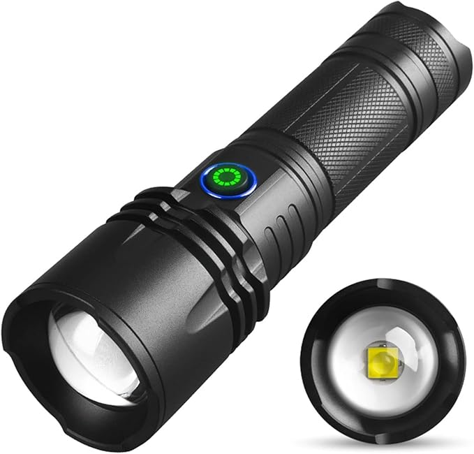 Zoomable Handheld Flashlight High Lumens Rechargeable Tactical Flashlights Long Range Super Bright Torch High Power Multi-Function Led Emergency Handheld Flashlight