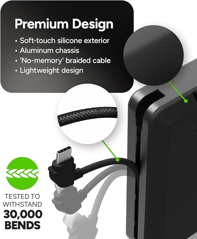 Mophie Powerstation Plus Ultra 10,000mAh Power Bank - Integrated USB-C and Lightning Cables and Foldable Wall Prongs ??Fast Charging for Smartphones, Tablets, and More