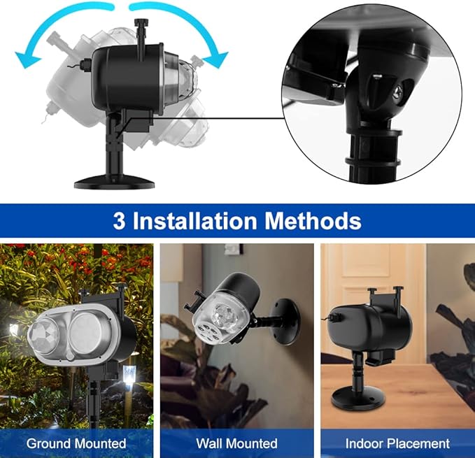 Holiday Projector Lights Outdoor, 2-in-1 HD LED Outdoor Projectors with Remote Control Timer, 3D Ocean Wave & 4 Patterns Waterproof Lanscape Lights for Indoor Valentine Xmas Halloween Holiday Party