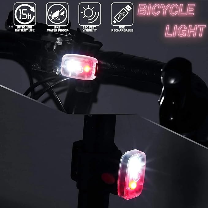 Mudder Running Lights for Runners Rechargeable LED Safety Lamps USB Rechargeable Clip on Strobe Bicycle Tail Lamps with 5 Modes Flashing Bike Lights for Night Riding Walking Hiking Pet Dog