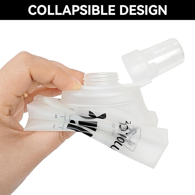150ml Soft Flask Folding TPU Hydration Flask Running Water Bottle(5.29 oz), Water Pouch for Running Vest, Hiking, Cycling (White 150ml)