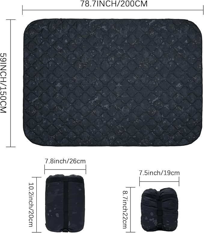 Poncho Liner Military Outdoor Camping Blanket for Travel, Beach, Grass, Picnic, Car Emergency, Outdoor, Survival