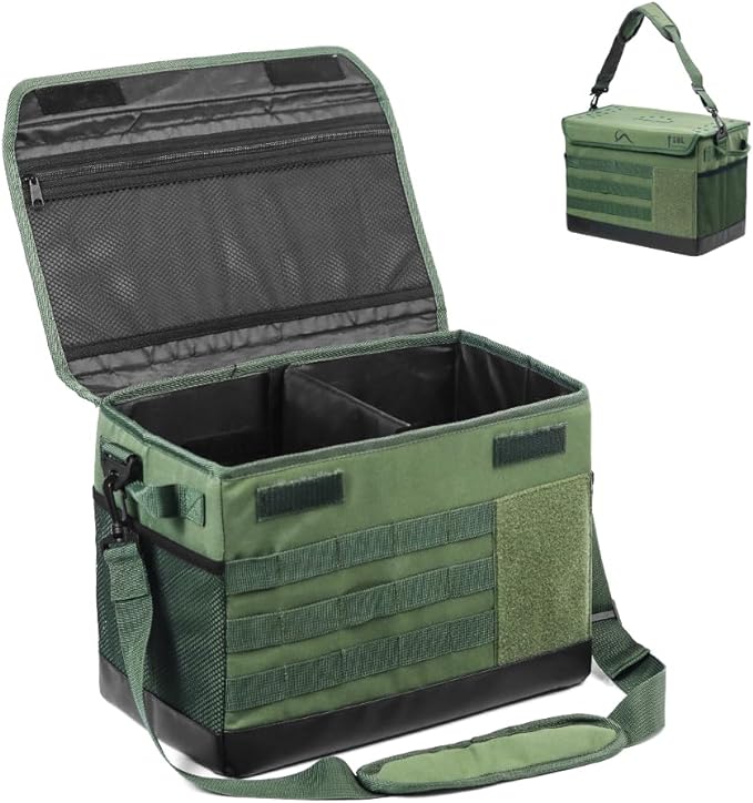 18L Camping Storage Bag, Multifunctional Waterproof Picnic Basket, Tent Stakes Organizer,With Adjustable Shoulder Strap for Hiking Cookware, Travel, Car