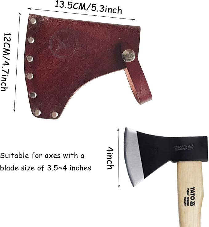 Kyien Leather Hatchet Axe Sheath Protector Tool - Head Cover with Leather