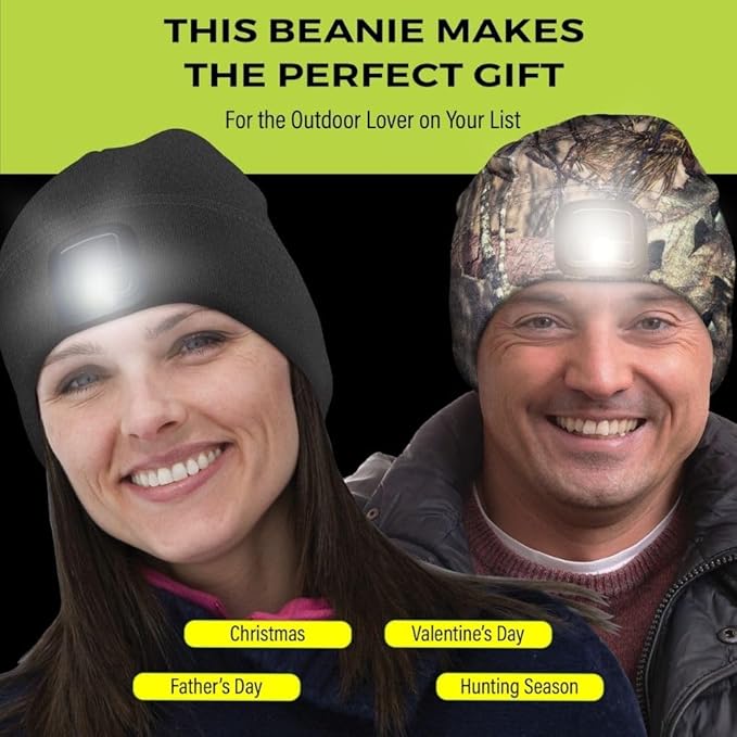 POWERCAP LED Hat Light 150 Lumens Rechargeable Fleece Beanie with Bright Built-in Headlamp Waterproof LED Warm One Size Cap (US, Alpha, One Size, Gray 3.0)