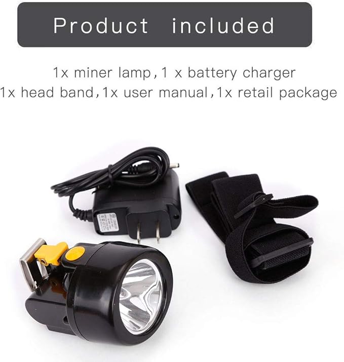 High Power Rechargeable Headlamp with One-Button Control, Long Range LED Miner Headlight, Adjustable Light Modes, Waterproof Head Torch for Camping, Hiking, Caving, Emergency Work Light