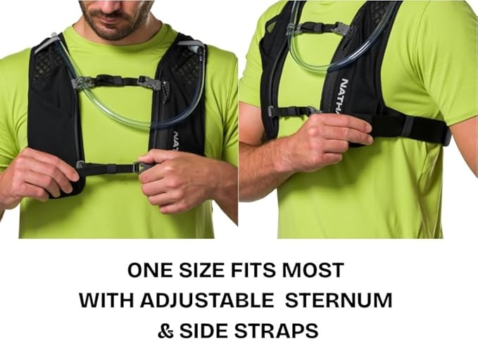 Nathan QuickStart 1.5L Hydration Pack Vest with Bladder or flasks, Storage Pockets, Breathable Moisture-Wicking Fabric, Adjustable Straps for Running, Hiking, Walking, Marathons, Obstacle Races