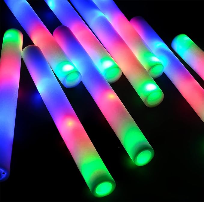 Foam Glow Sticks Bulk-120 Pcs LED Light Sticks Glow In The Dark Party Supplies with 3 Modes Colorful Flashing for Birthday Wedding Party Halloween Christmas