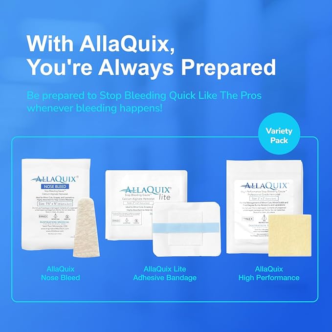 First Aid Kit for Youth Sports (Deluxe Kit) with AllaQuix Stop Bleeding Gauze