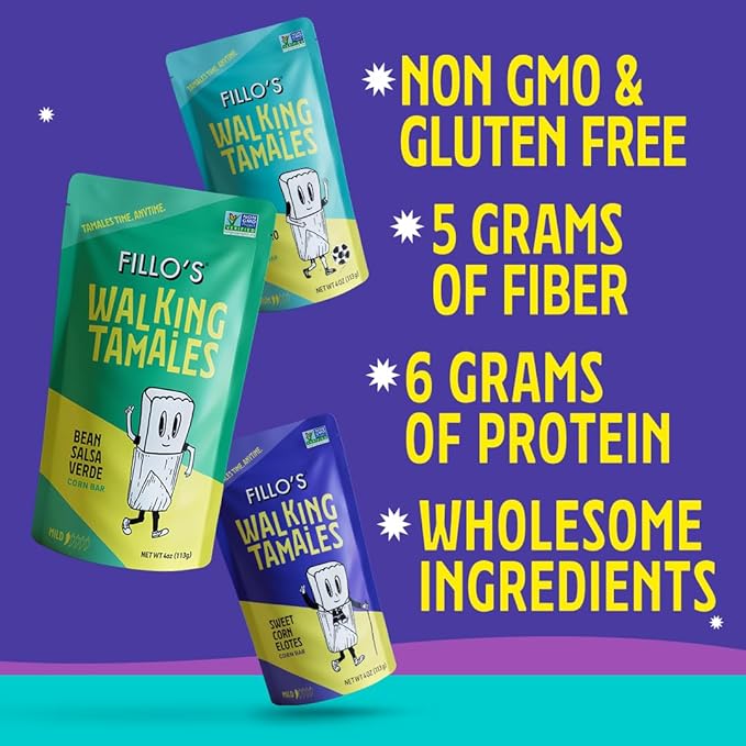 Fillos Walking Tamales Mild, Savory Ready To Eat Meals, Microwaveable Meal, Gluten Free and Preservative Free 7 Pack with Mild Tamales Lunchables
