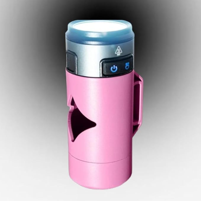 Lumi Dog Waste Bag Holder with LED Flashlight, Hands-Free Dog Walking Accessory with Carabiner Clip & Bags - Great for Camping and Lighting Your Path (PINK)