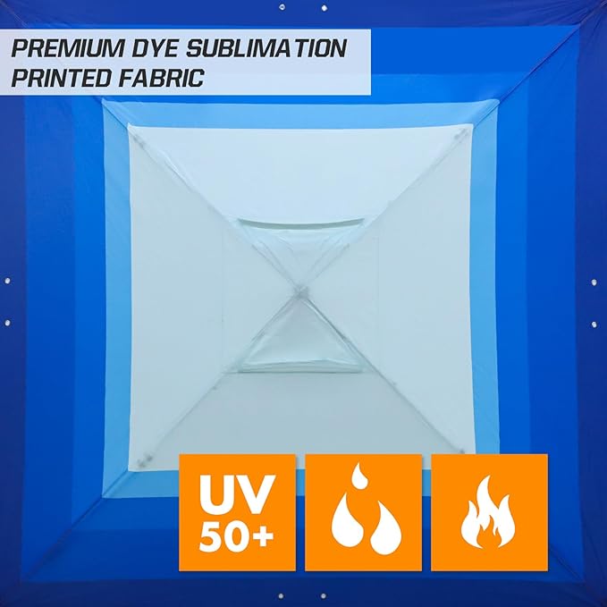 EAGLE PEAK Pop Up Canopy Tent with Wheeled Carry Bag, 8 Stakes, 4 Ropes, 4 Weight Bags, Easy Set Up Tent Canopy, 10x10 ft, 100sqft of Shade, Blue Fade Stripe