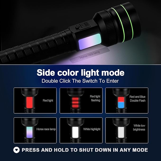 KZK Extremely Bright Rechargeable Flashlight, 9000 High Lumens LED Flashlights with Long Handle,Powerful Handheld Flashlight with 11 Light Modes & Waterproof & Zoomable for Home, Camping, Emergencies