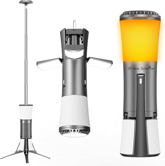 Rechargeable 18000mAh Camping Light with Stand , Telescopic Rechargeable Multifunction Lanterns 7500 Lumens LED Work Light Dimmable IPX7 Emergency Flashlight Emergency, Construction, Power Outages