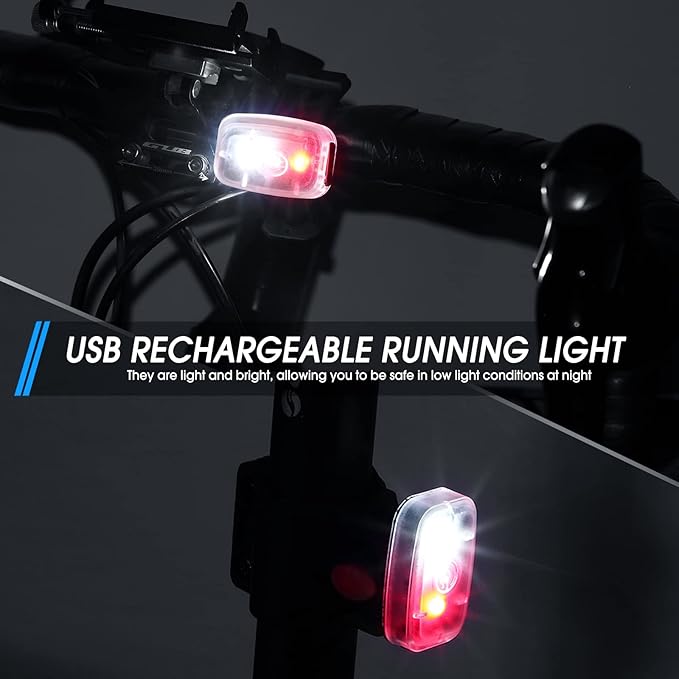 Mudder Running Lights for Runners Rechargeable LED Safety Lamps USB Rechargeable Clip on Strobe Bicycle Tail Lamps with 5 Modes Flashing Bike Lights for Night Riding Walking Hiking Pet Dog