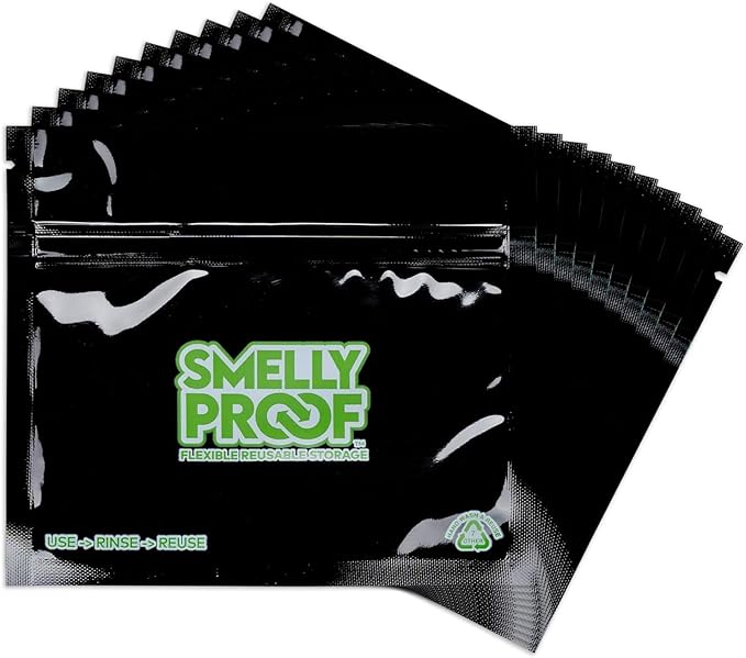 50pk 4-MIL Thick Heavy Duty, Smelly Proof Reusable Bags Black, Reusable Food Storage Bags, US-Made Non-Silicone, BPA Free, No PEVA, 50 x Reusable Snack Bags, NO SMELL Freezer Bags Triple Zip 12" x 16"