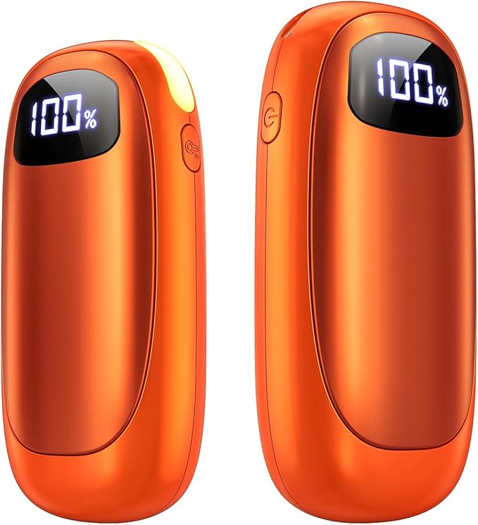 Hand Warmers Rechargeable 2 Pack, Electric Dual-Sided Heating with LED Display & Flashlight, Max 127?? 13Hrs Long Lasting Pocket Heater for Raynauds, Golf, Hunting Essentials, Gifts for Men Women
