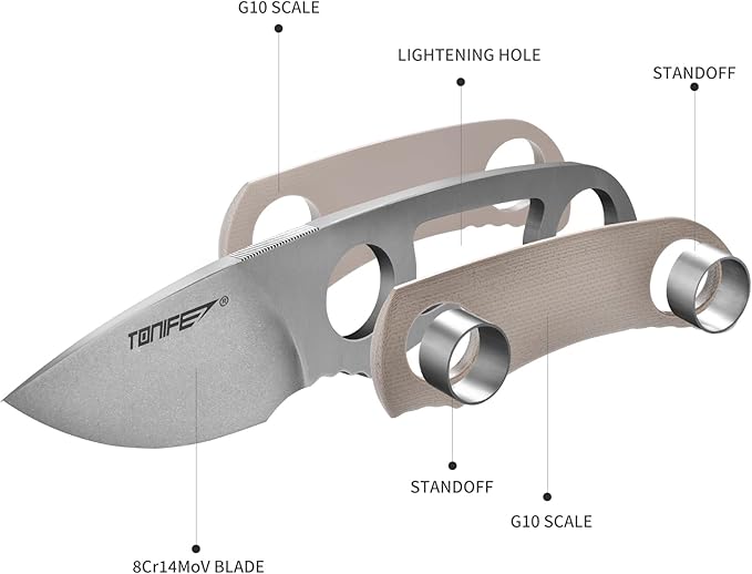 TONIFE Fixed Blade Knife 4.8cm, Mini Neck Knife with Kydex Sheath and Cord, EDC Portable Fixed Knife for Outdoor Survival