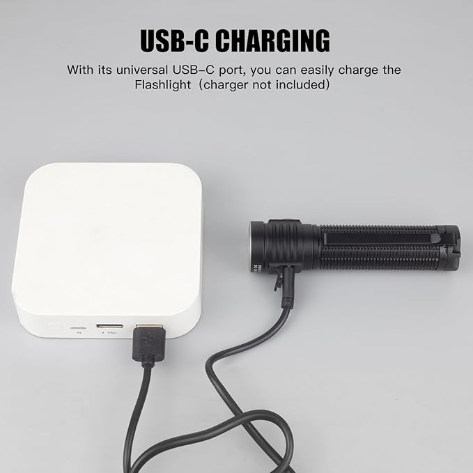 ThruNite T1 Pro High 1920 Lumens Rechargeable Flashlight with USB C Cable, Stepless Dimming,196-Meter Long Beam Distance Pocket Flashlight for EDC, Outdoor, Camping and Emergency (Cool White)