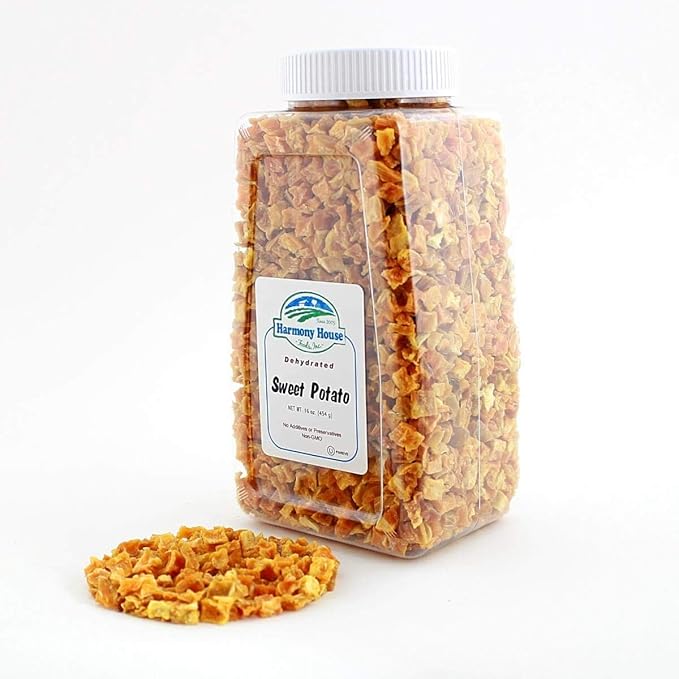 Harmony House Foods Dried Sweet Potato, diced (19.5 oz, Quart Size Jar) for Cooking, Camping, Emergency Supply, and More