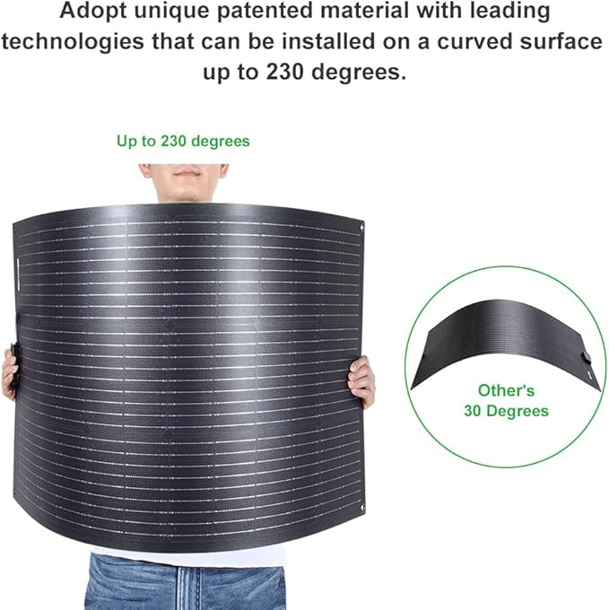 Lensunsolar 100W 12V ETFE Black Flexible Solar Panel, 42.8x21.2in, PERC 9BB 23.5%+ Efficiency Mono Solar Cells, for Campers, RVs, Boats,Camping, Tent