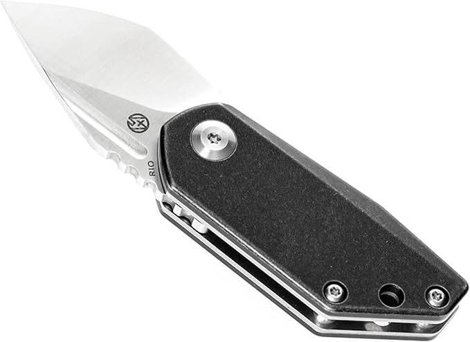 KANSEPT RIO Mini Pocket Folding Knives EDC Camping Folding Knife 1.56'' Satin M390 Blade Pocket EDC Knife with Black Stonewashed Titanium Handle Everyday Carry K3044A1